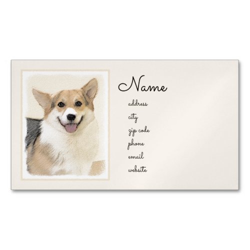 Pembroke Welsh Corgi Painting _ Original Dog Art Business Card Magnet