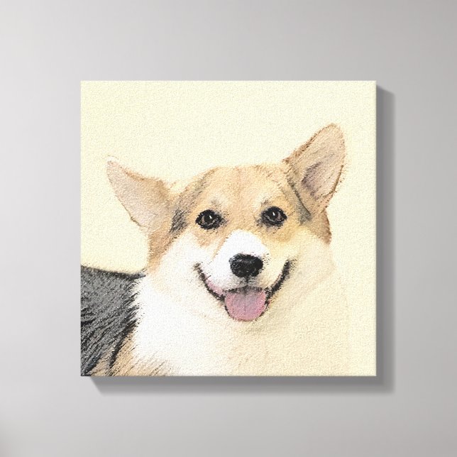 Pembroke Welsh Corgi Painting - Original Dog Art Canvas Print (Front)