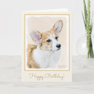 Pembroke Welsh Corgi Painting - Original Dog Art Card