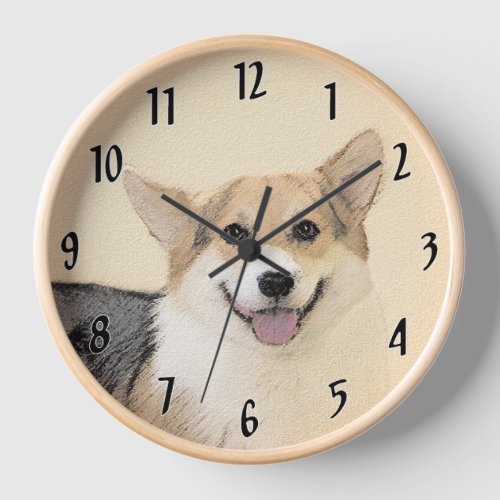 Pembroke Welsh Corgi Painting _ Original Dog Art Clock