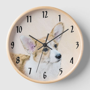 Pembroke Welsh Corgi Painting - Original Dog Art Clock