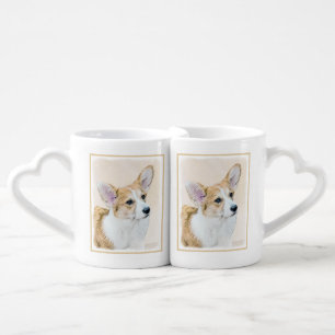 Pembroke Welsh Corgi Painting - Original Dog Art Coffee Mug Set