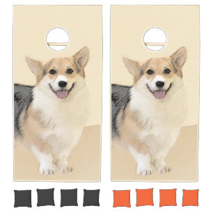 Pembroke Welsh Corgi Painting - Original Dog Art Cornhole Set
