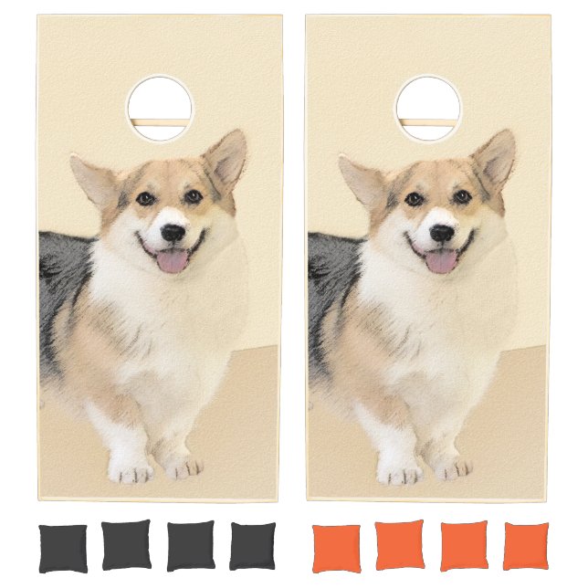 Pembroke Welsh Corgi Painting - Original Dog Art Cornhole Set (Set)