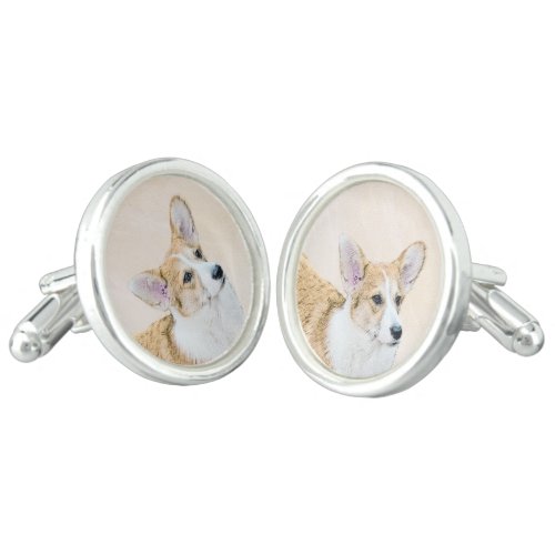 Pembroke Welsh Corgi Painting _ Original Dog Art Cufflinks