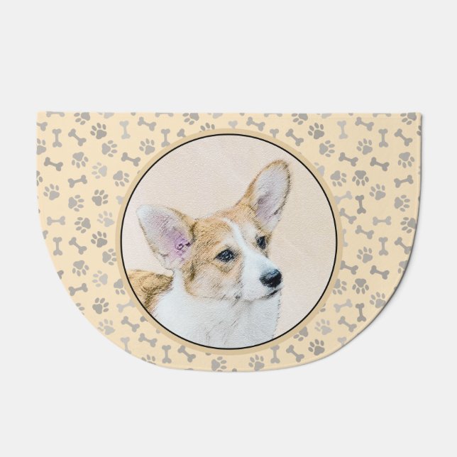 Pembroke Welsh Corgi Painting - Original Dog Art Doormat (Front)