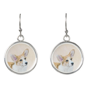 Pembroke Welsh Corgi Painting - Original Dog Art Earrings