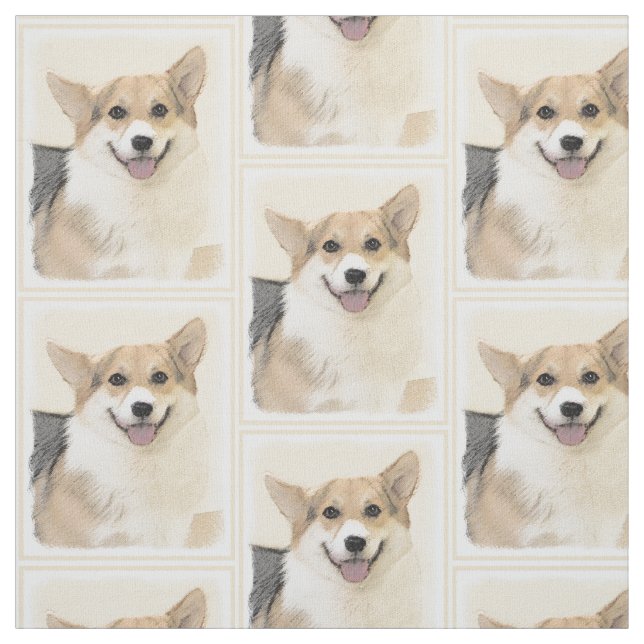 Pembroke Welsh Corgi Painting - Original Dog Art Fabric (Swatch)