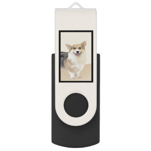 Pembroke Welsh Corgi Painting - Original Dog Art Flash Drive