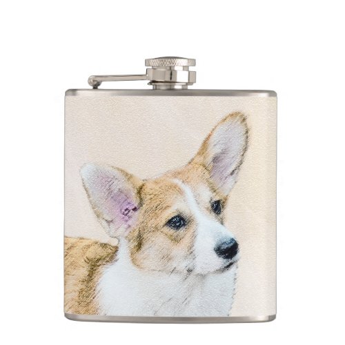 Pembroke Welsh Corgi Painting _ Original Dog Art Flask