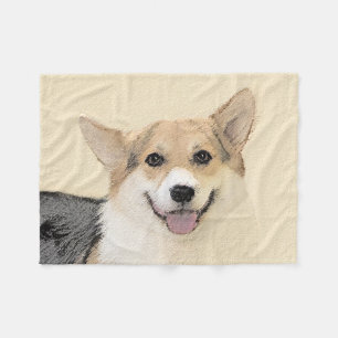 Pembroke Welsh Corgi Painting - Original Dog Art Fleece Blanket