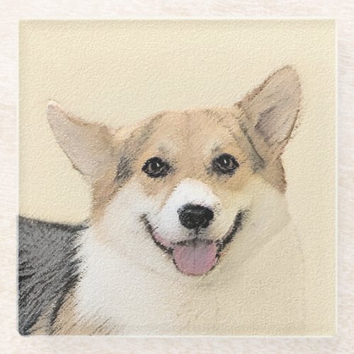 Pembroke Welsh Corgi Painting _ Original Dog Art Glass Coaster