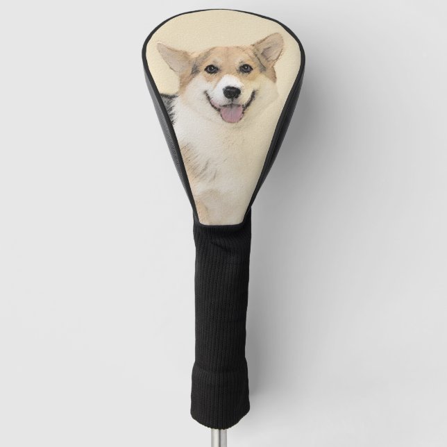 Pembroke Welsh Corgi Painting - Original Dog Art Golf Head Cover (Front)