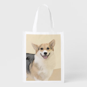 Pembroke Welsh Corgi Painting - Original Dog Art Grocery Bag