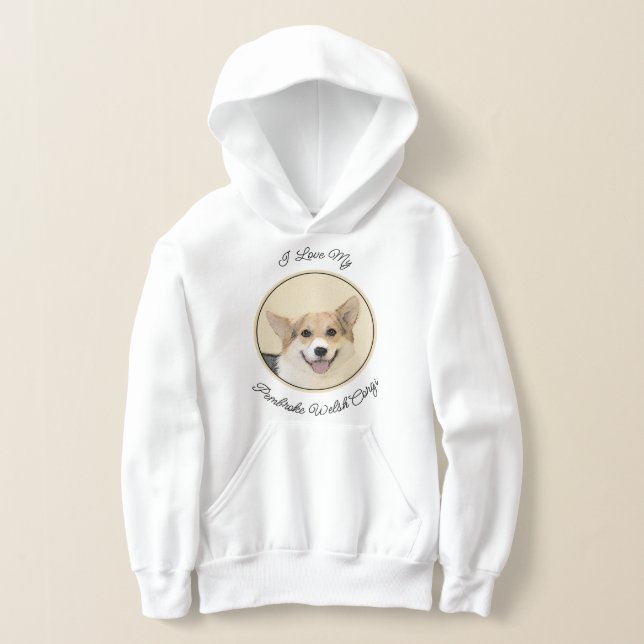 Pembroke Welsh Corgi Painting - Original Dog Art Hoodie (Laydown)