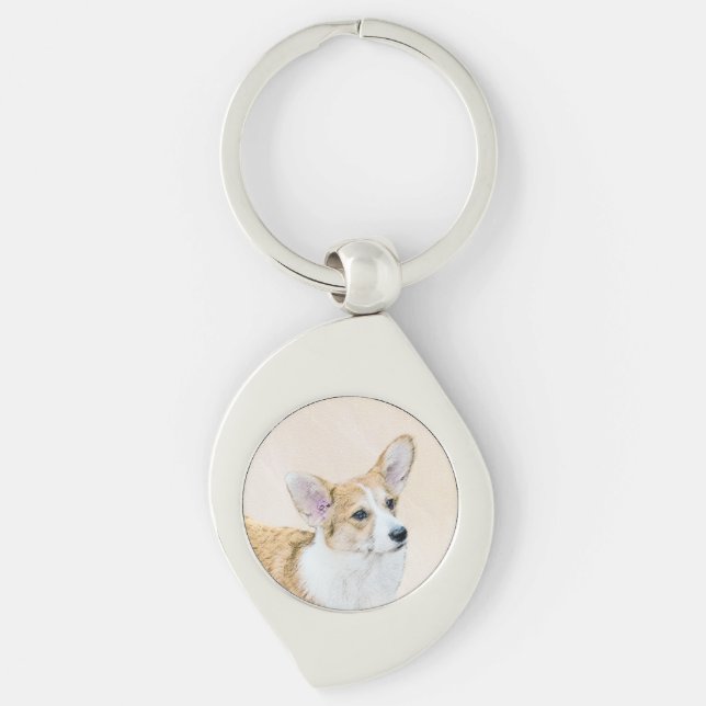 Pembroke Welsh Corgi Painting - Original Dog Art Keychain (Front)
