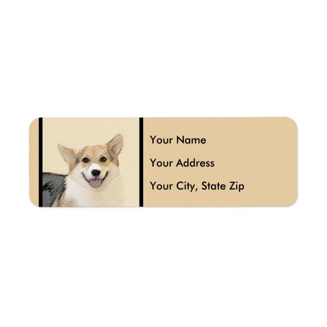 Pembroke Welsh Corgi Painting - Original Dog Art Label (Front)