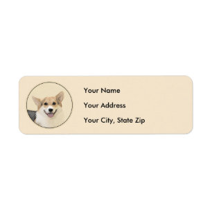 Pembroke Welsh Corgi Painting - Original Dog Art Label