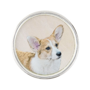 Pembroke Welsh Corgi Painting - Original Dog Art Lapel Pin