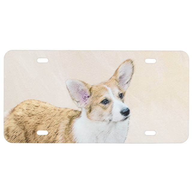 Pembroke Welsh Corgi Painting - Original Dog Art License Plate (Front)