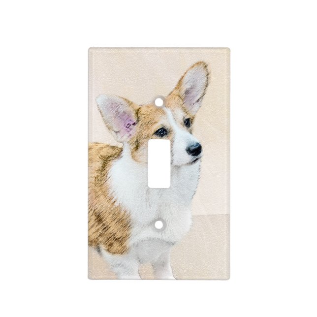 Pembroke Welsh Corgi Painting - Original Dog Art Light Switch Cover (Front)