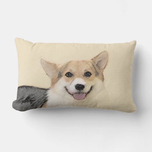 Pembroke Welsh Corgi Painting _ Original Dog Art Lumbar Pillow