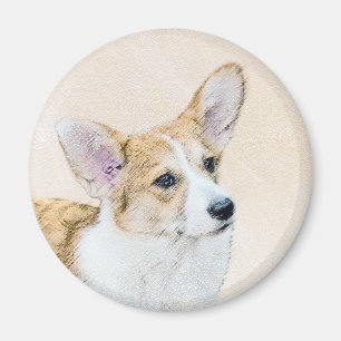 Pembroke Welsh Corgi Painting - Original Dog Art Magnet