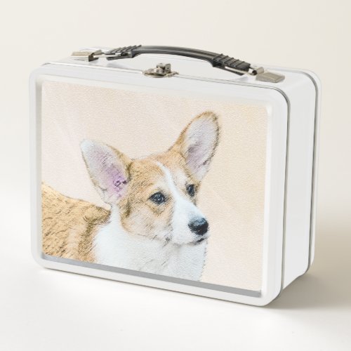 Pembroke Welsh Corgi Painting _ Original Dog Art Metal Lunch Box