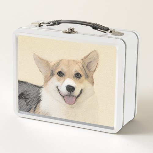 Pembroke Welsh Corgi Painting _ Original Dog Art Metal Lunch Box