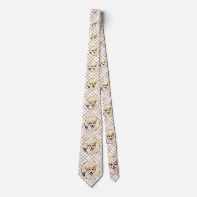 Pembroke Welsh Corgi Painting - Original Dog Art Neck Tie (Front)