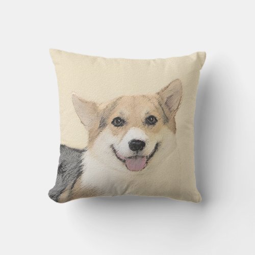 Pembroke Welsh Corgi Painting _ Original Dog Art Outdoor Pillow