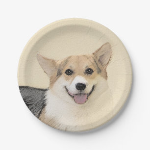 Pembroke Welsh Corgi Painting - Original Dog Art Paper Plates
