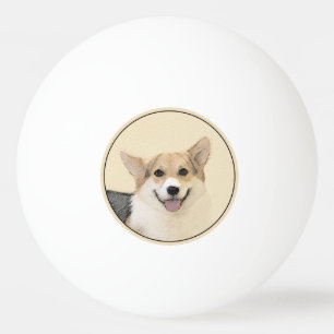 Pembroke Welsh Corgi Painting - Original Dog Art Ping Pong Ball