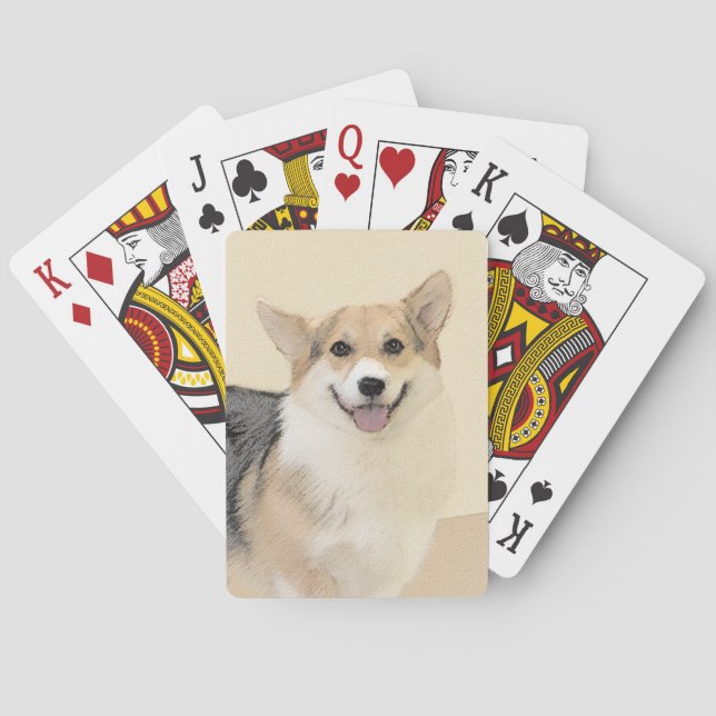 Pembroke Welsh Corgi Painting - Original Dog Art Poker Cards (Back)