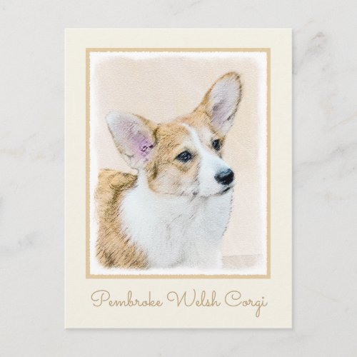 Pembroke Welsh Corgi Painting _ Original Dog Art Postcard