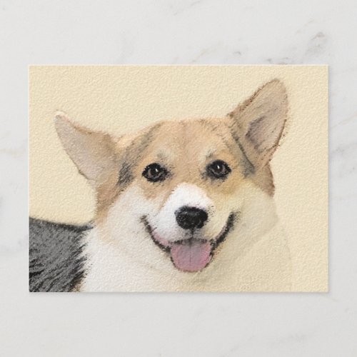 Pembroke Welsh Corgi Painting _ Original Dog Art Postcard