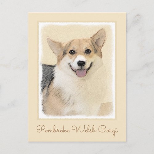 Pembroke Welsh Corgi Painting _ Original Dog Art Postcard