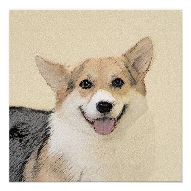 Pembroke Welsh Corgi Painting - Original Dog Art Poster (Front)