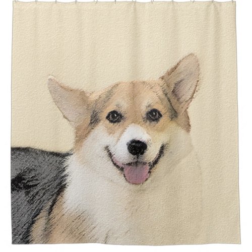 Pembroke Welsh Corgi Painting _ Original Dog Art Shower Curtain