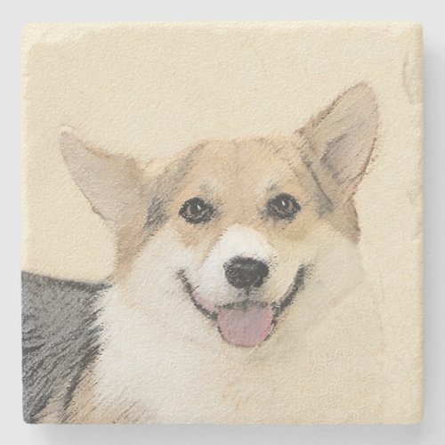 Pembroke Welsh Corgi Painting _ Original Dog Art Stone Coaster