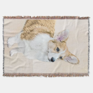 Pembroke Welsh Corgi Painting - Original Dog Art Throw Blanket