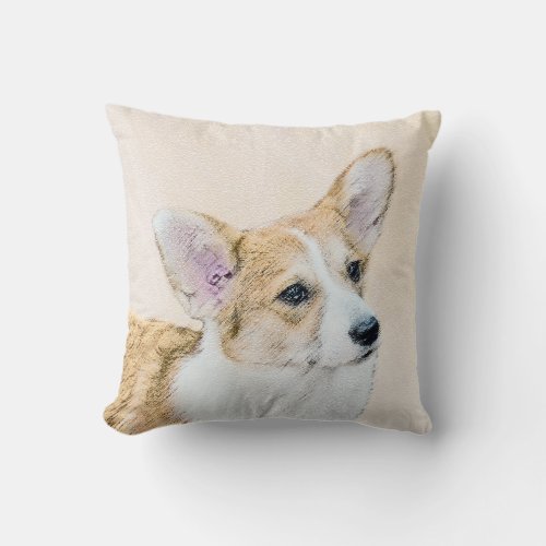 Pembroke Welsh Corgi Painting _ Original Dog Art Throw Pillow