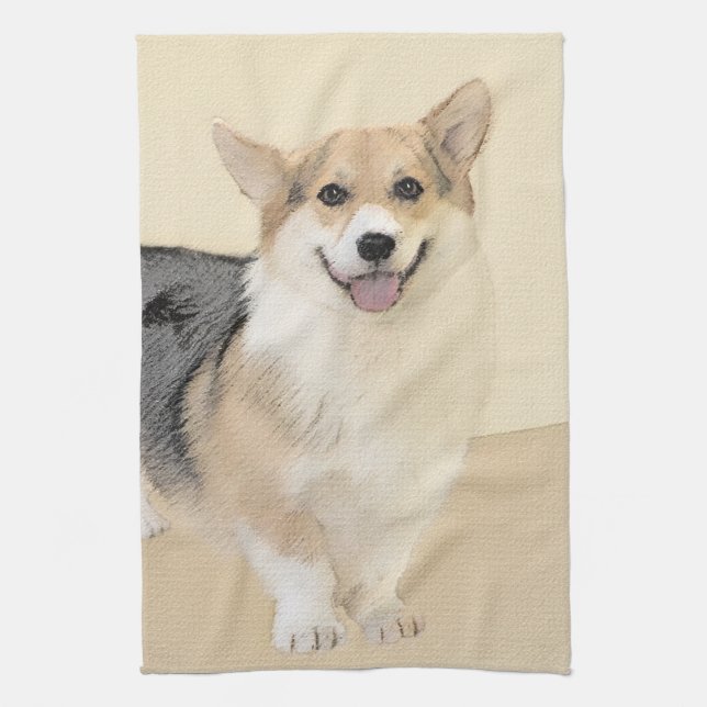 Pembroke Welsh Corgi Painting - Original Dog Art Towel (Vertical)