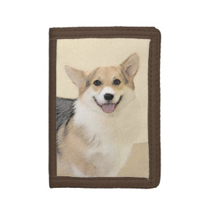 Pembroke Welsh Corgi Painting - Original Dog Art Tri-fold Wallet