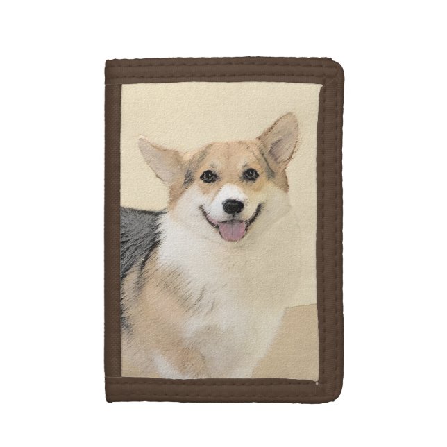 Pembroke Welsh Corgi Painting - Original Dog Art Tri-fold Wallet (Front Vertical)