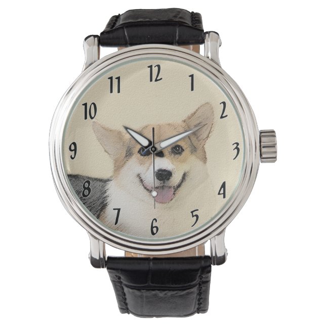 Pembroke Welsh Corgi Painting - Original Dog Art Watch (Front)