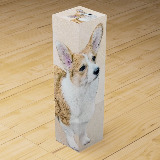 Pembroke Welsh Corgi Painting - Original Dog Art Wine Box (Front)