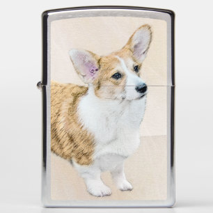 Pembroke Welsh Corgi Painting - Original Dog Art Zippo Lighter
