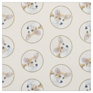 Pembroke Welsh Corgi Painting Red Original Dog Art Fabric