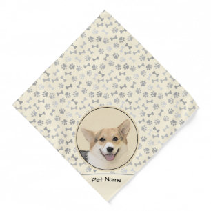 Pembroke Welsh Corgi Painting Tri-Color Dog Art Bandana